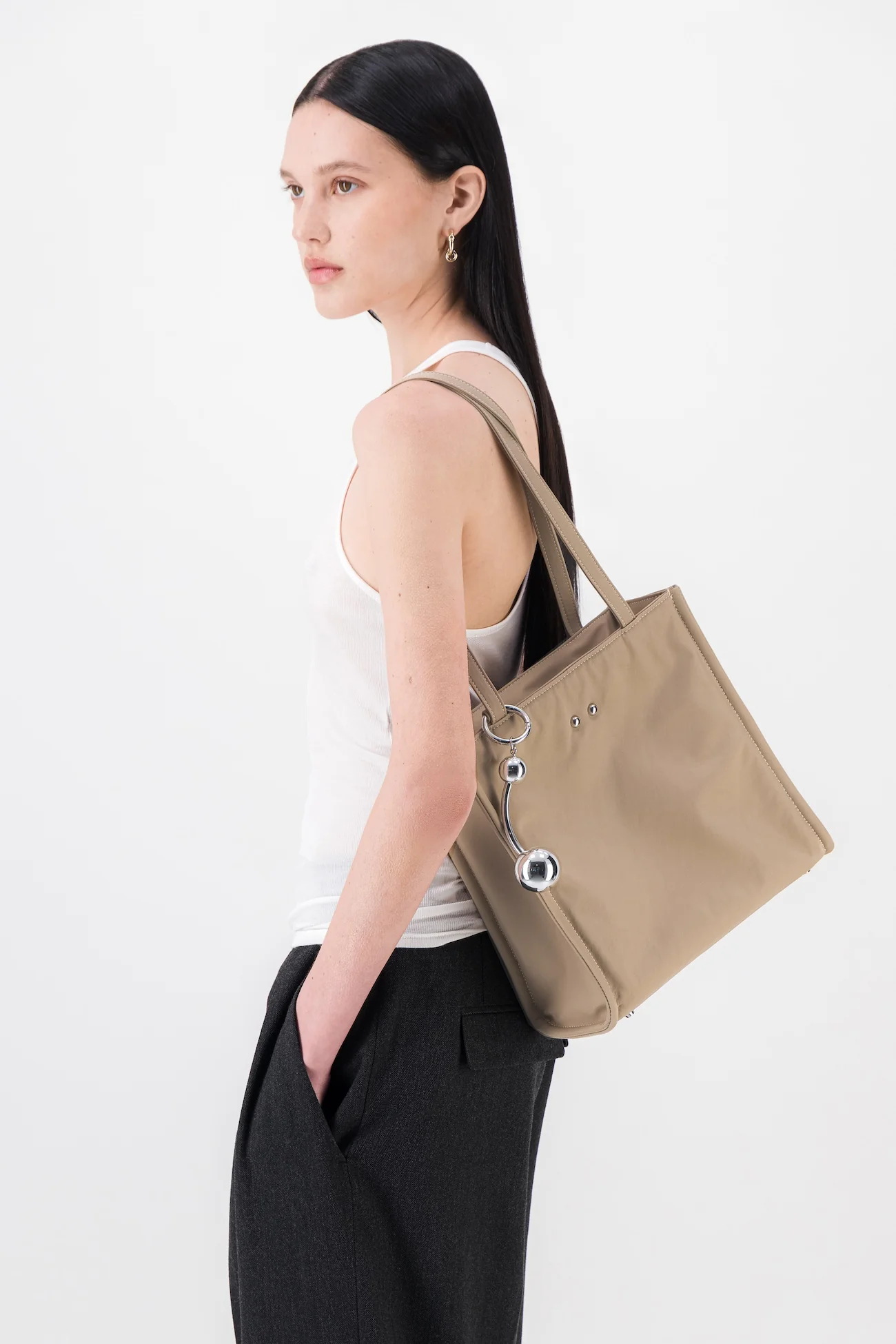 Uma Beige Nylon Bag + Connie keychain - Image 3